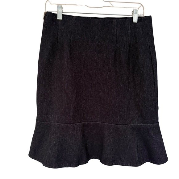 Lida Baday Dresses & Skirts - Lida‎ Baday Flounce Hem Pencil Skirt Women's 10 Dark Wash Denim Career Feminine